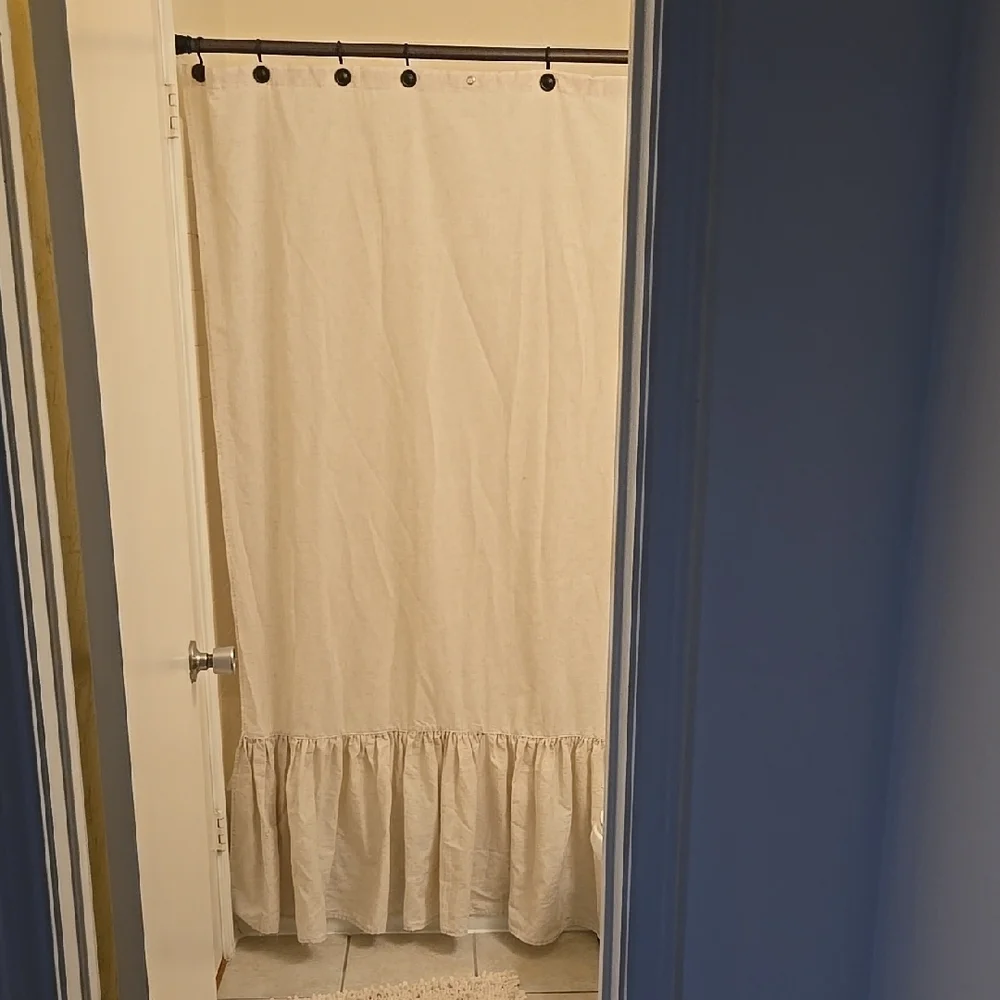 Cream Ruffled Shower Curtain